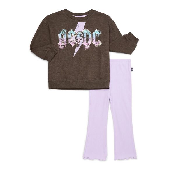 AC/DC Toddler Girl Graphic Sweatshirt & Leggings Size 5T NWT 2 pc Set BTS - Picture 2 of 9